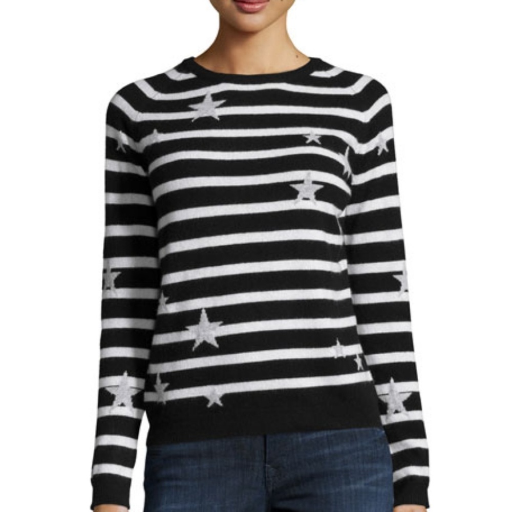 SALE! Philosophy Stripe Star Sweater 100% Cashmere - Picture 1 of 8